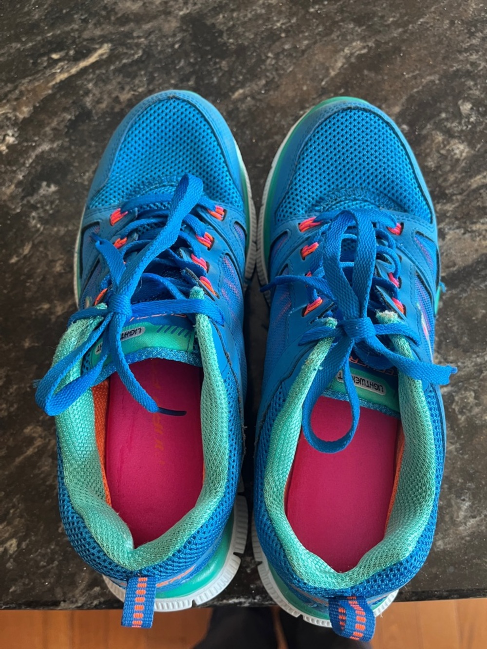 Sketchers Bright Blue Women's Running Sneakers with Pink Insoles